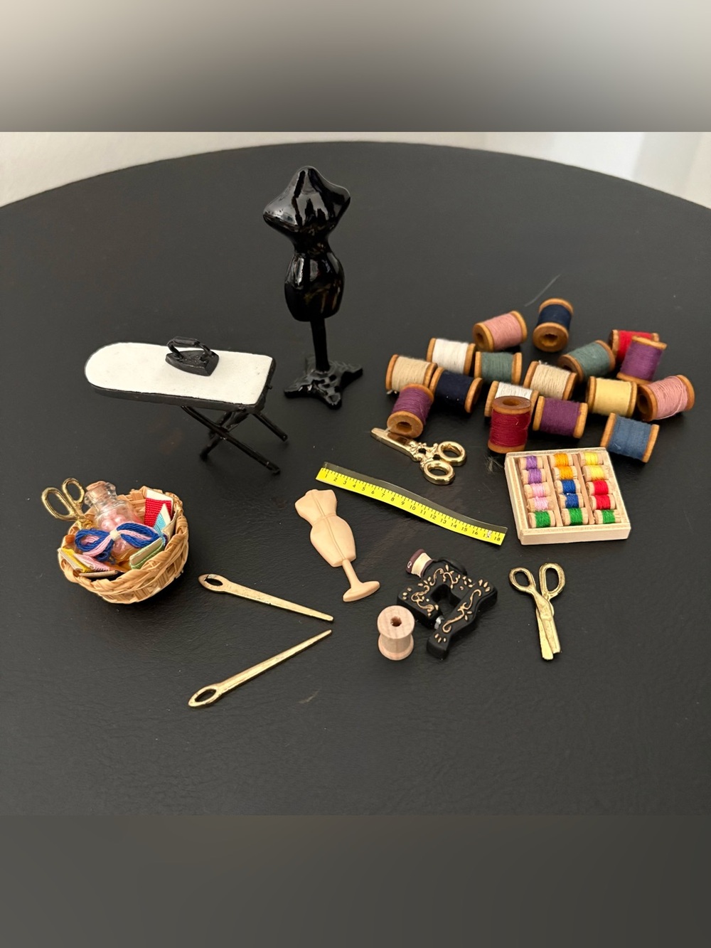 Vintage Tiny Mini Antique Sewing Notions-29 PieceSet  Dollhouse, Diorama, Crafts